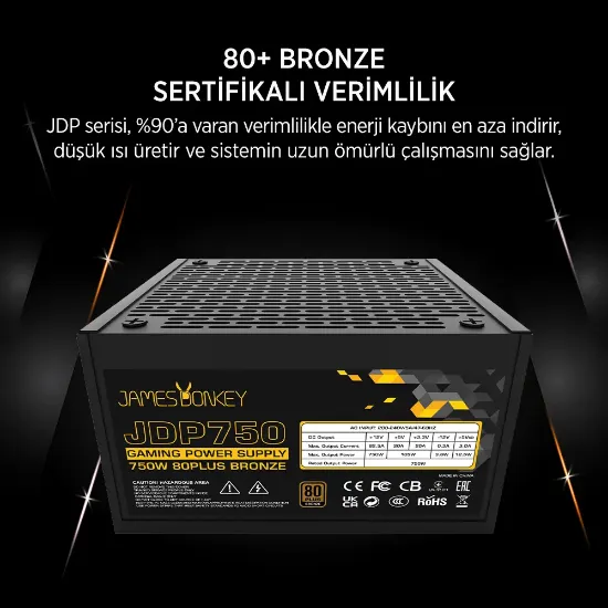 JAMES DONKEY JDP750 APFC 12CM 80+ BRONZE 750W PSU resmi
