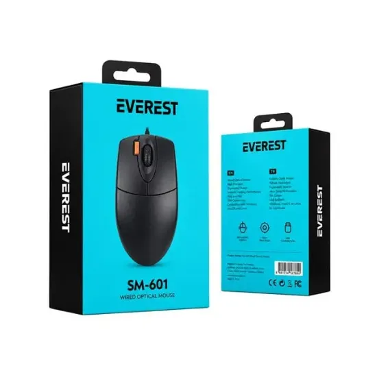 Everest SM-701 1.8MT Kablolu USB Siyah Optik Mouse resmi