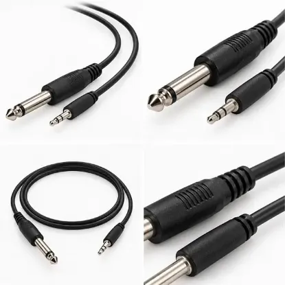 Fully-523E 6.35MM Mono Erkek-3.5MM Stereo Erkek 1.5 Metre Ses AUX Kablosu resmi