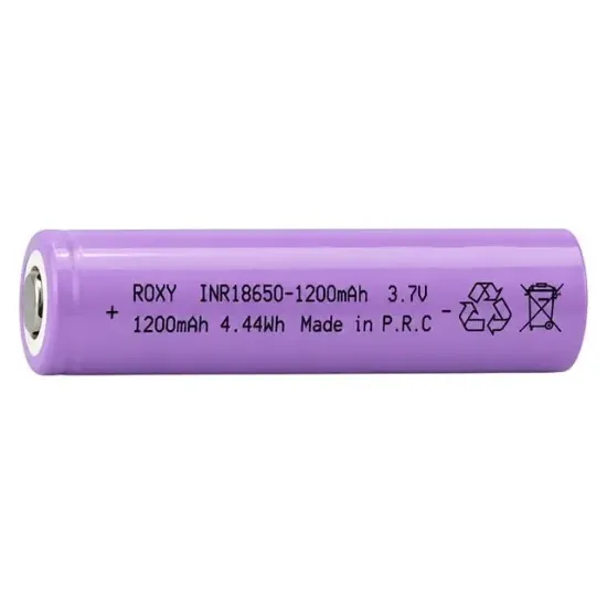 Roxy INR18650 3.7V 1200mAh 3C 4.44Wh Li-Ion Düz Kafa Başlıksız Şarjlı Pil resmi