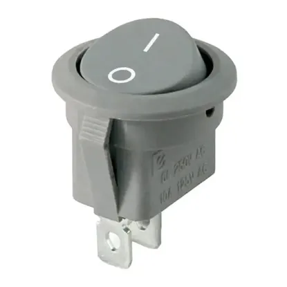 PowerMaster IC-134E Mini Gri Yuvarlak Işıksız On-Off 0-1 Basmalı Anahtar 14mm resmi