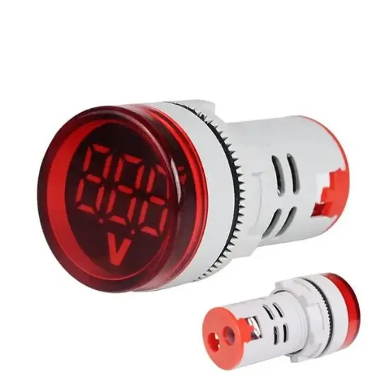Intercom AD22-22V-DC 22MM Kırmızı Mini Yuvarlak Dijital DC Volt Ölçer resmi