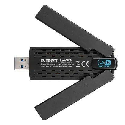 Everest Everlink EWA1800 1800Mbps 5.0 GHz Wi-Fi 6 AX1800 USB 3.0 Kablosuz Adaptör resmi