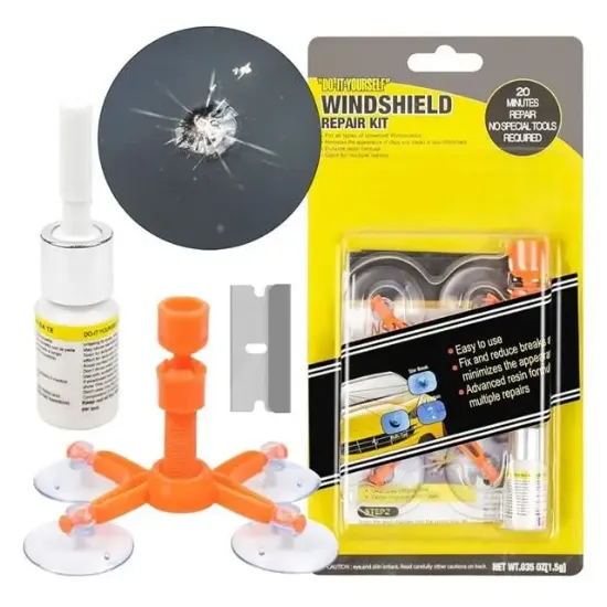 PowerMaster PM-27103 Araç Ön Cam Kırık Çatlak Giderici Hızlı Tamir Kiti 3ml 5 Film resmi